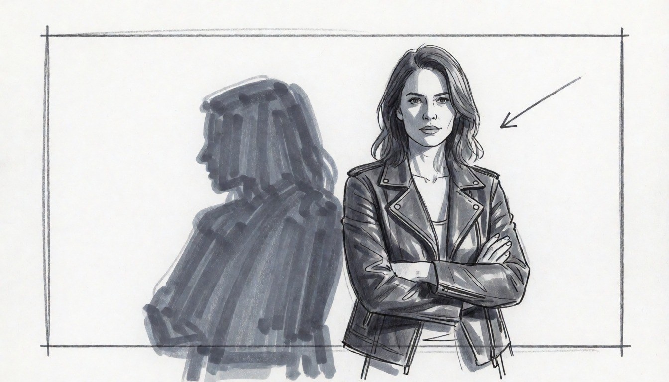 Storyboard frame, shot 07: pencil sketch