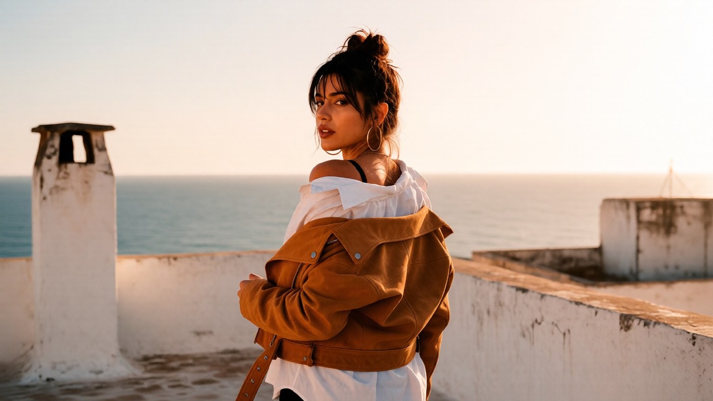 Same frame with only the outerwear changed